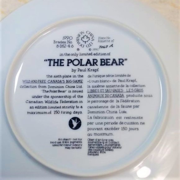 Vintage The Polar Bear Collector Plate Artist Paul Krapf Dominion China LTD - Picture 5 of 10